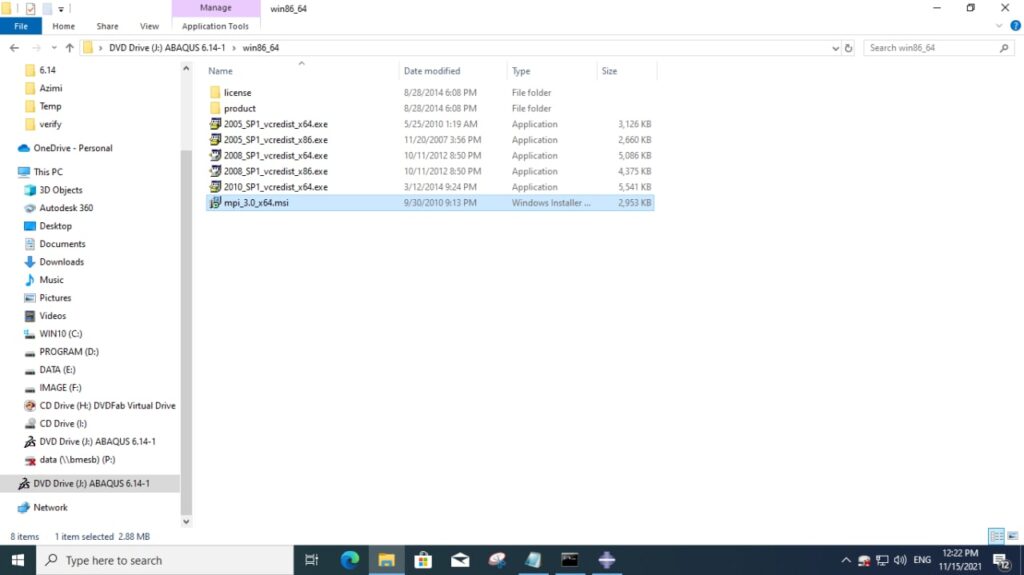 نصب mpi_3.0x64.msi از پوشه win86_64