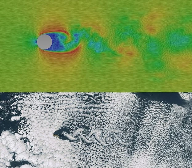 رفتار جریان حول استوانه در حالت ناپایا بر اساس CFD در مقایسه با یک حالت واقعی در ابرها