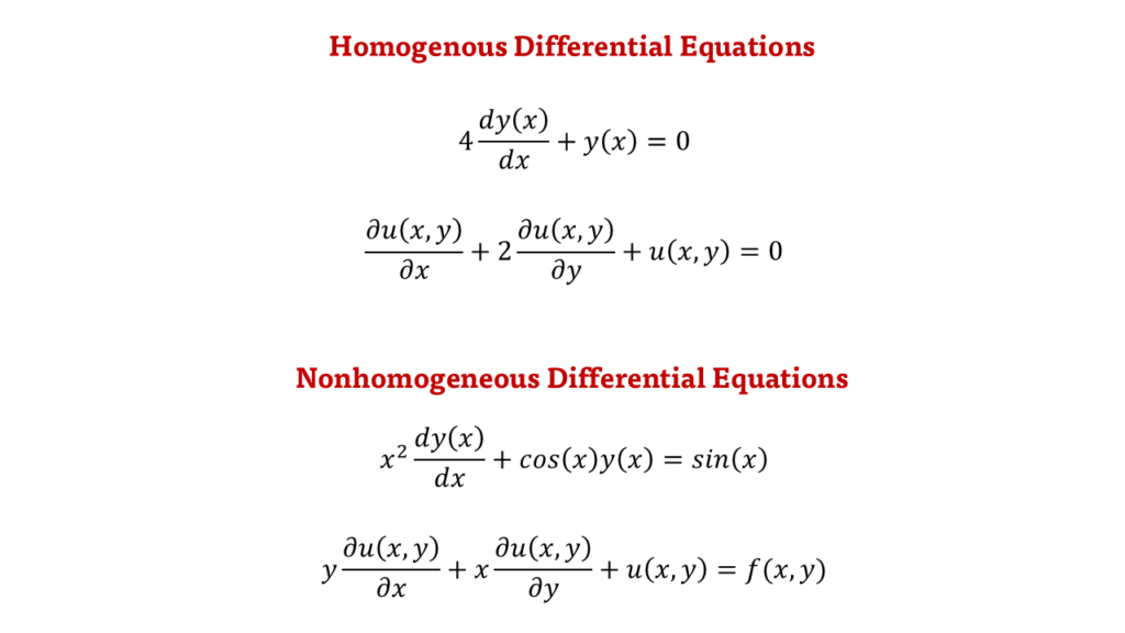 معادلات دیفرانسیل همگن (Homogenous) و معادلات دیفرانسیل ناهمگن (Nonhomogeneous)